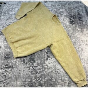 Vtg Thick Made In USA Blank Crewneck Sweater Large Oatmeal Grandpacore Boxy